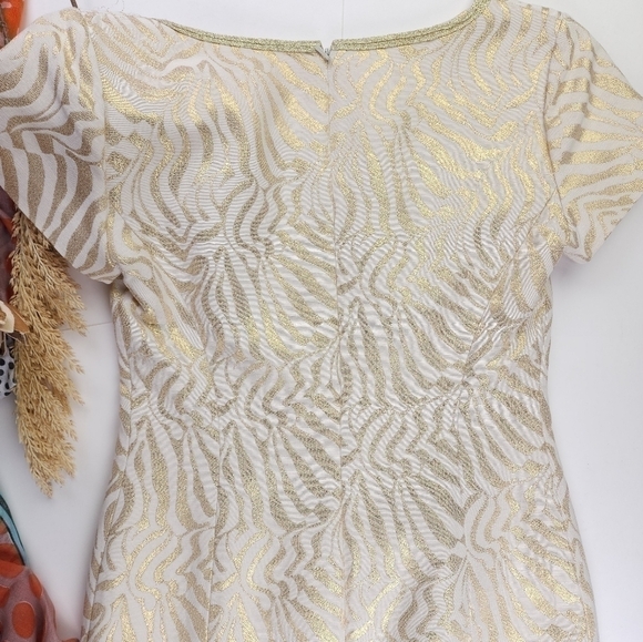 New Lilly Pulitzer Cream Gold Embroidered Metallic Dress Sz 2 - Picture 10 of 13